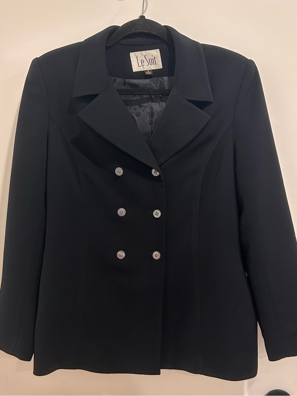 Le Suit Black Women's Double-Breasted Tailored Blazer